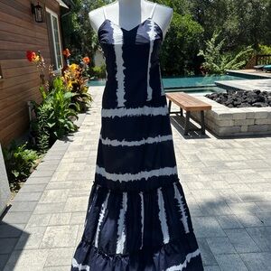 CBR Blue and White Spaghetti Strap Maxi Sundress